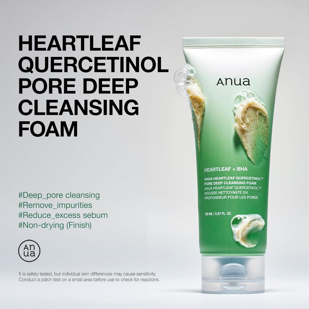 ANUA HEARTLEAFQUERCETINOL PORE DEEP CLEANSING FOAM ( heartleaf+ BHA ) 150 ml