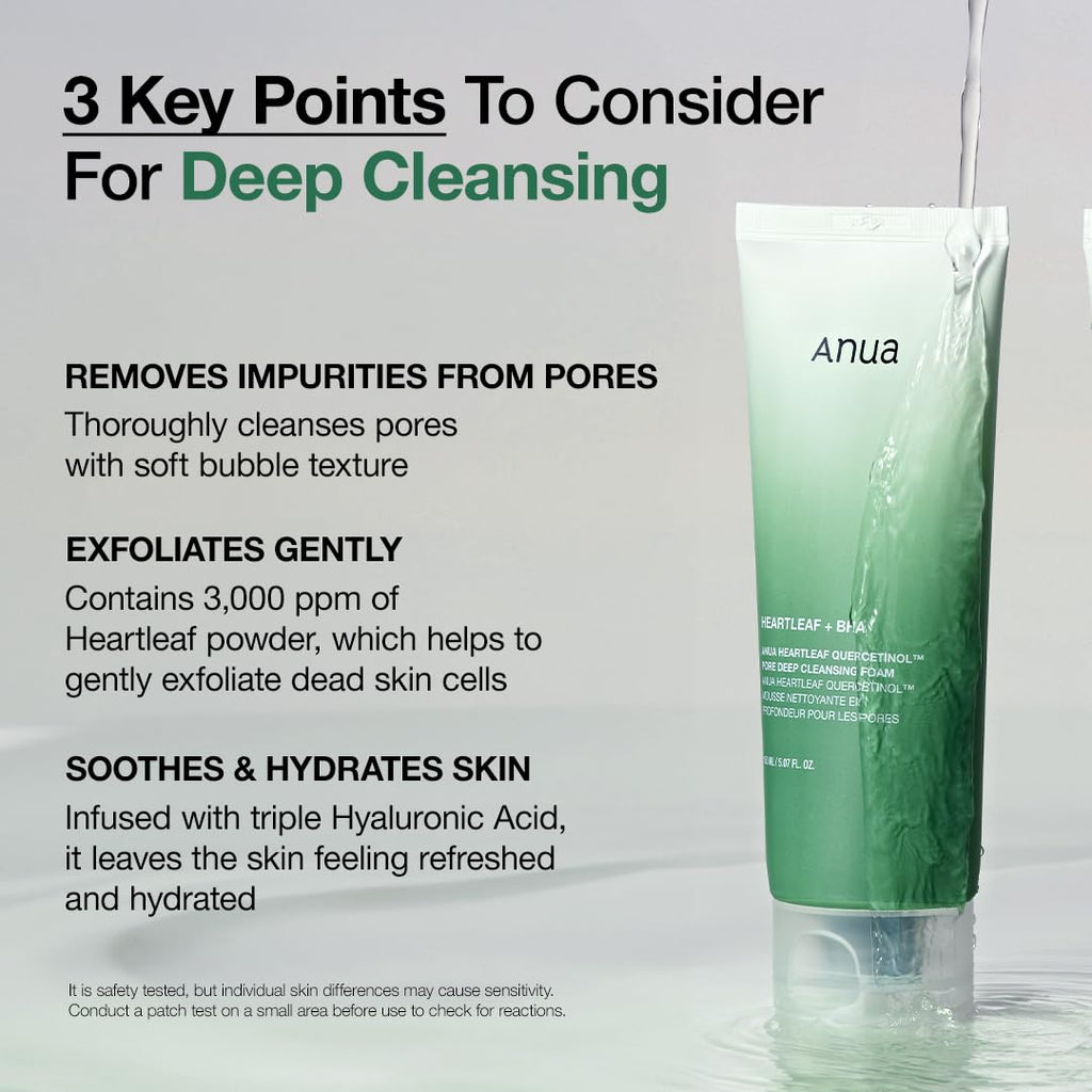 ANUA HEARTLEAFQUERCETINOL PORE DEEP CLEANSING FOAM ( heartleaf+ BHA ) 150 ml