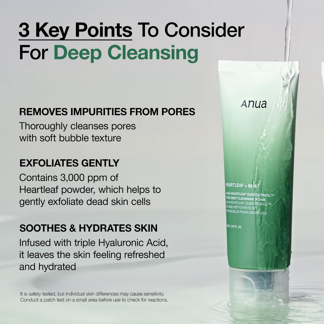 ANUA HEARTLEAFQUERCETINOL PORE DEEP CLEANSING FOAM ( heartleaf+ BHA ) 150 ml